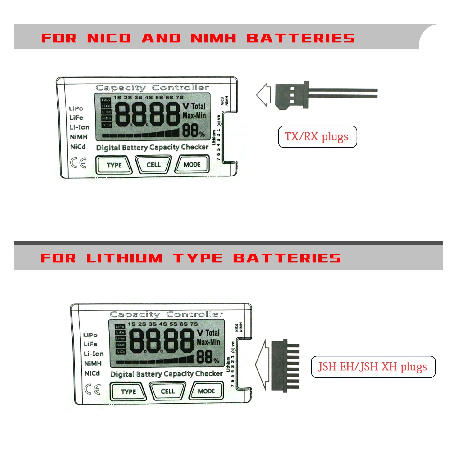 Drone Battery Alarm - RC Cellmeter 7 Digitale Batterij Capaciteitscontrole
