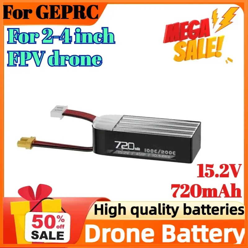 Drone Battery High Voltage - 4S 15.2V 720mAh 100C Batterij voor