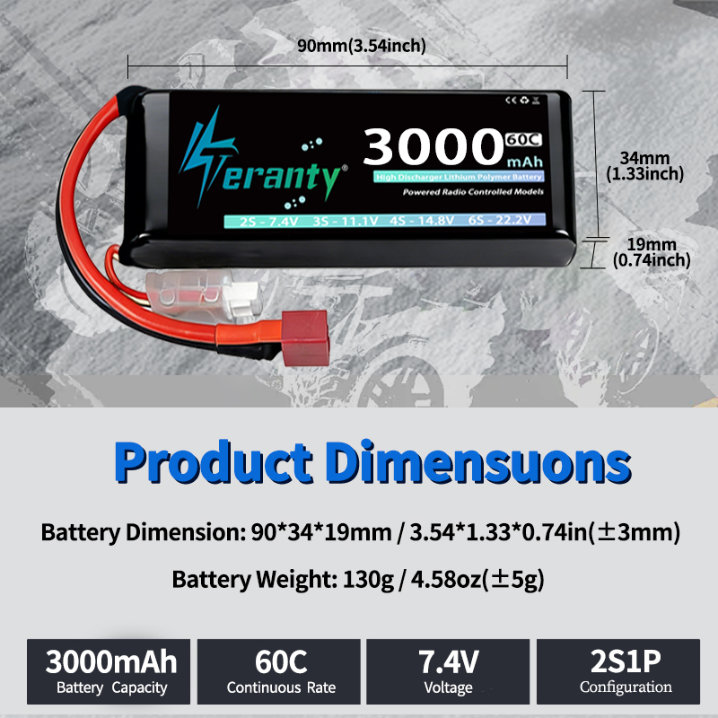 TERANTY 2S 3000mAh Lipo Batter - Drone Battery Connector recensie en prijs