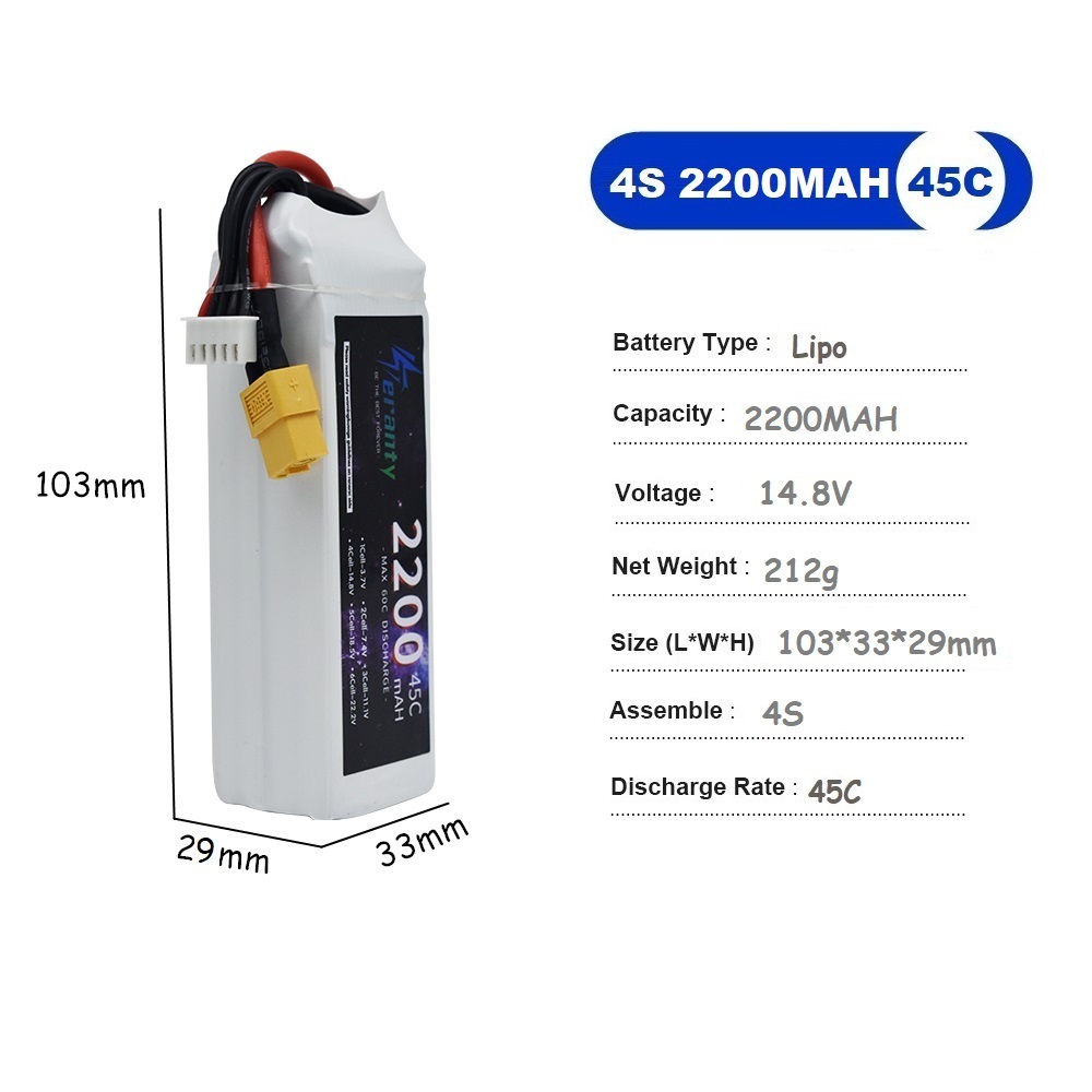 4S LiPo Batterij 14.8V 1500mah - Drone Battery Li-Ion recensie en prijs
