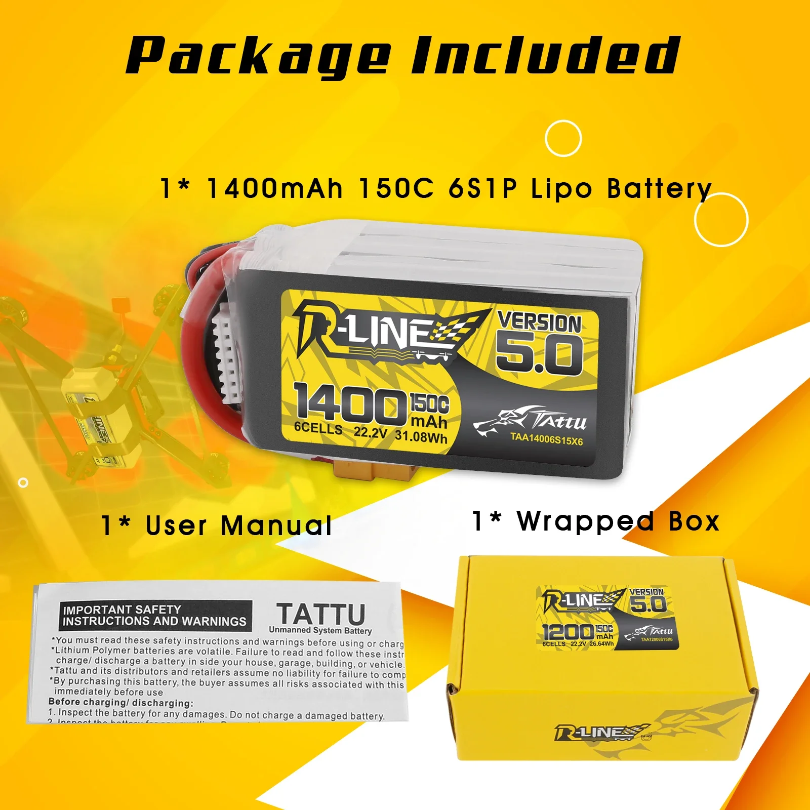 Tattu R-Line 1200mAh 1400mAh 6 - Drone Battery 6S recensie en prijs