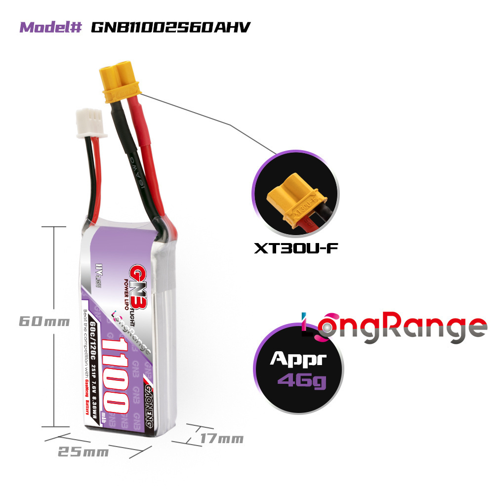 GNB 1100mAh 2S 3S 4S 6S 60C/12 - Drone Battery 3S recensie en prijs