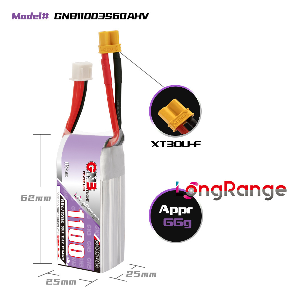 GNB 1100mAh 2S 3S 4S 6S 60C/12 - Drone Battery 3S recensie en prijs