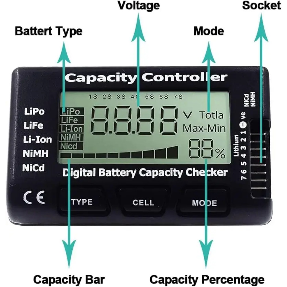 Handheld batterijcapaciteitsco - Drone Battery Voltage Checker recensie en prijs