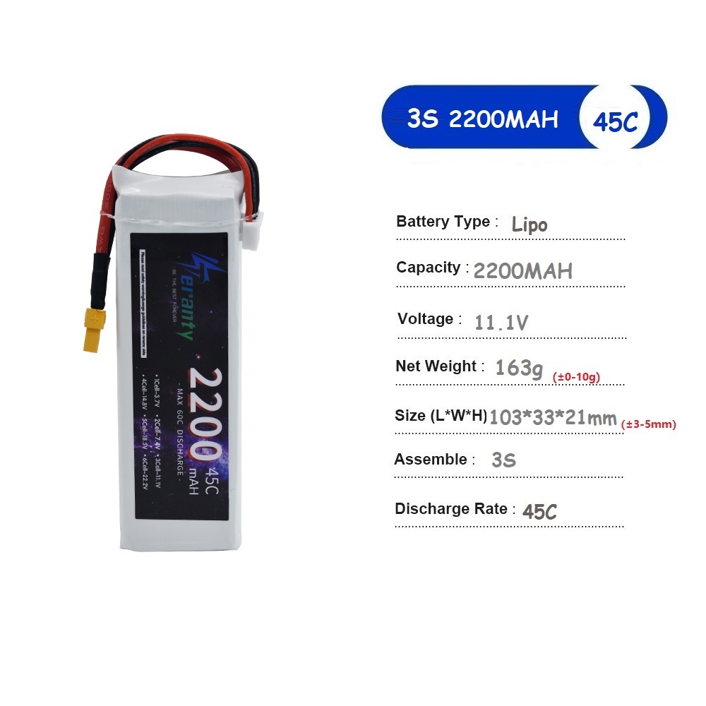 11.1V LiPo Batterij 3S 1500mAh - Drone Battery Connector recensie en prijs
