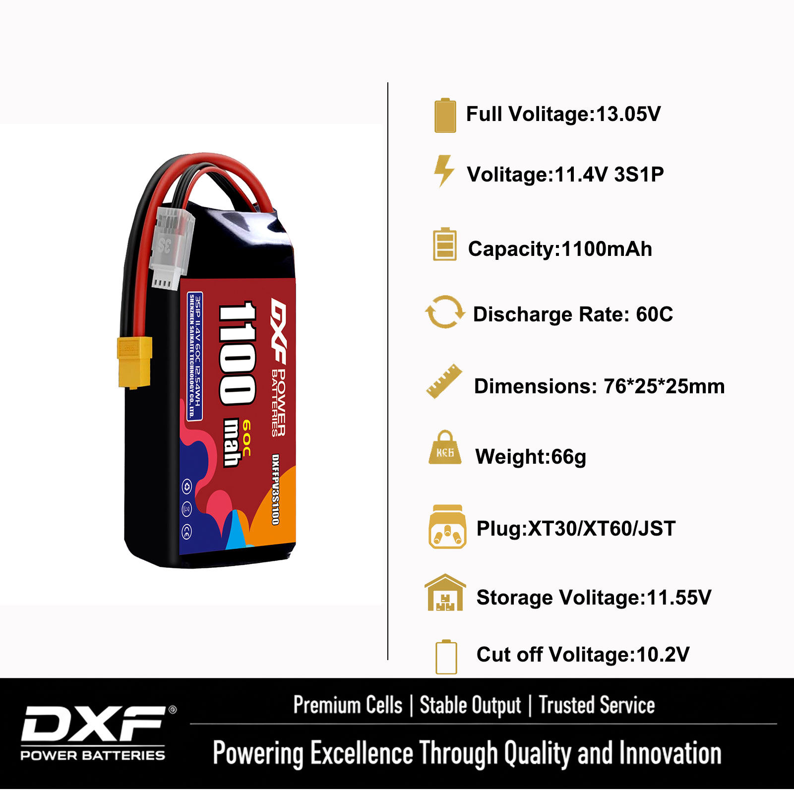 DXF Lipo 3S Batterij 11.4V 170 - Drone Battery 3S recensie en prijs