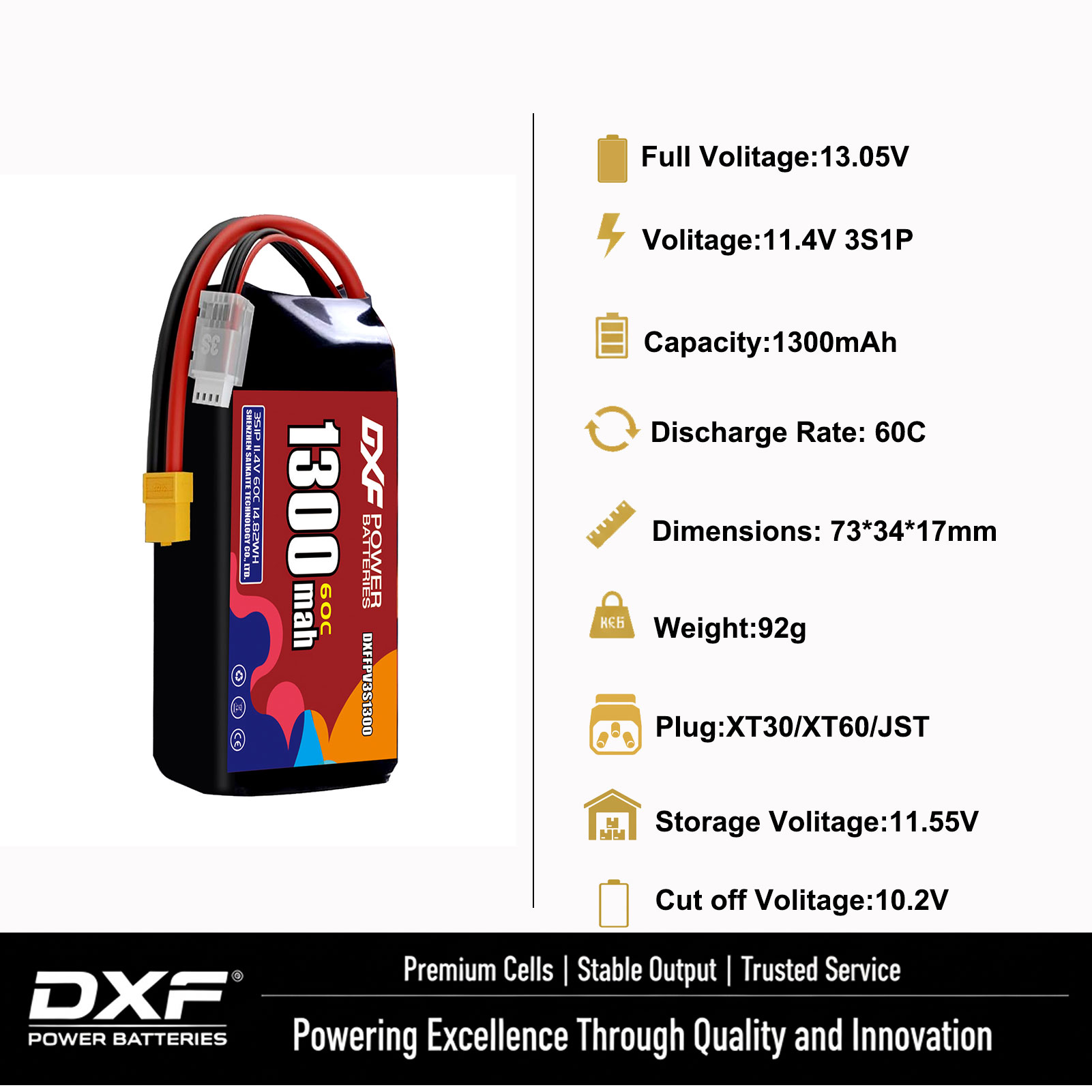 DXF Lipo 3S Batterij 11.4V 170 - Drone Battery 3S recensie en prijs
