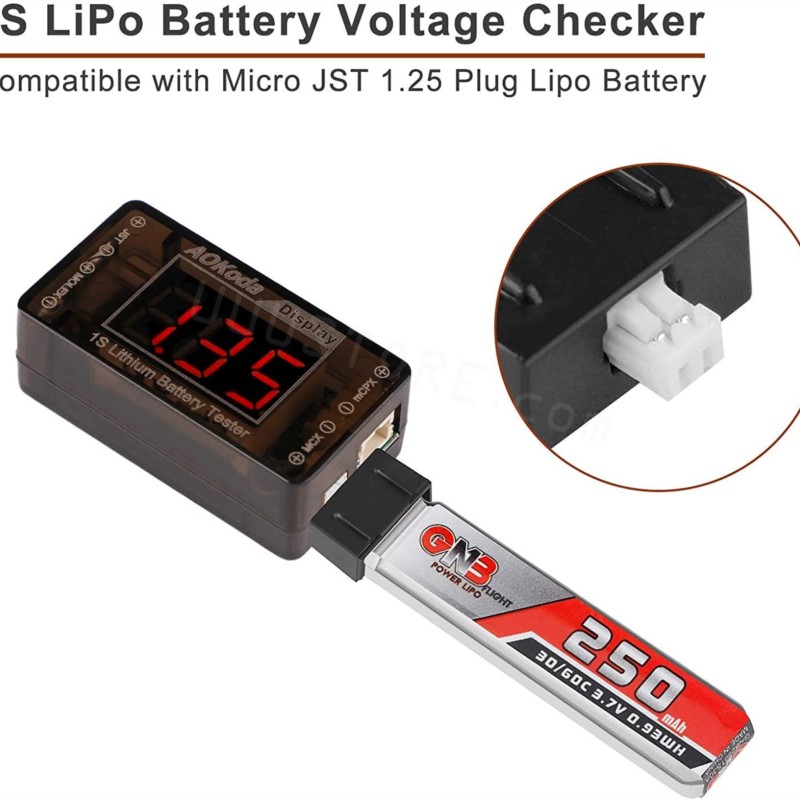 AOKoda AOK-041 1S LiPo batteri - Drone Battery Voltage Checker recensie en prijs